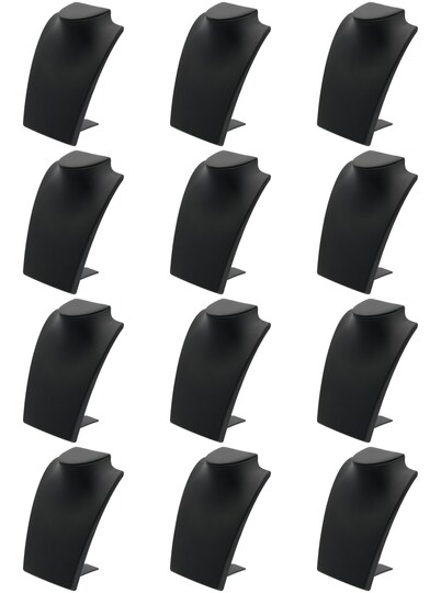 Black Leather Bust with Retractable Stand Jewelry Display 8 1/4" Tall, Set of 12
